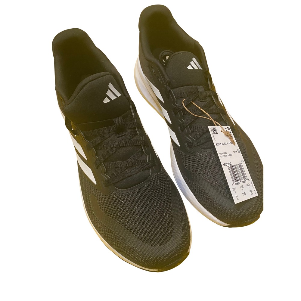 Adidas Runfalcon 5 Wide Mens‎ Running Shoes Black White IE0552 Size 11 NEW